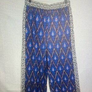 Anthropologie Blue Patterned Wide-Leg Pants
